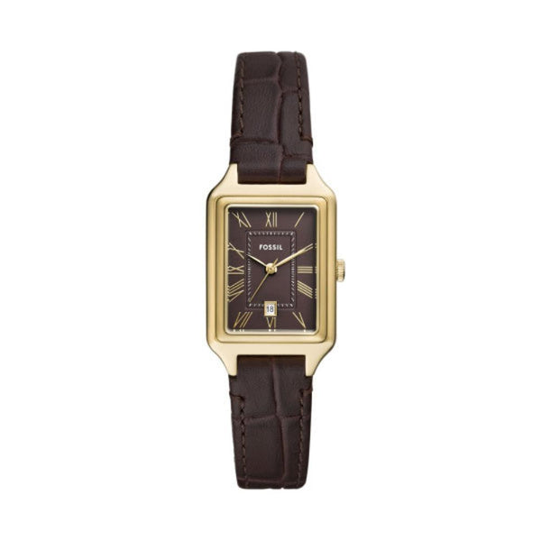 Fossil Raquel Quartz Gold Steel Leather Strap 23mm Ladies Watch ES5367
