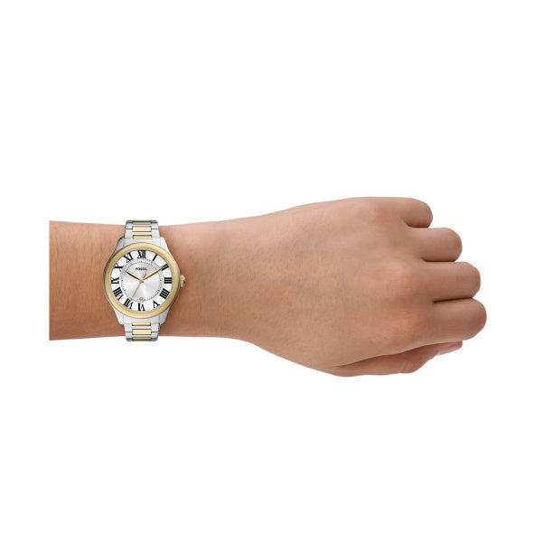 Fossil Gilmore Quartz Two Tone Steel Silver Dial 38mm Ladies Watch ES5396