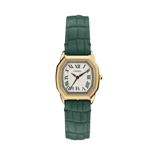 Fossil Harlow Quartz Cream Dial Green Leather Strap 27mm Watch ES5427