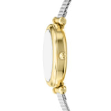 Fossil Carlie Mini Quartz Two Tone Steel Mother of Pearl Dial 28mm Ladies Watch ES5463