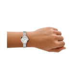 Fossil Everett Quartz Silver Steel White Mother of Pearl Dial 26mm ES5499
