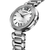 Citizen Capella Eco-Drive Silver Steel White Dial Diamond Bezel 34mm Watch EX1500-52A