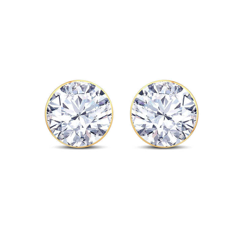 18ct Gold Round Dew Diamond Stud Earrings