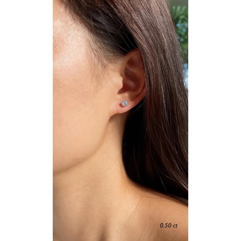 Carat London 9ct White Gold Round Stud Earrings
