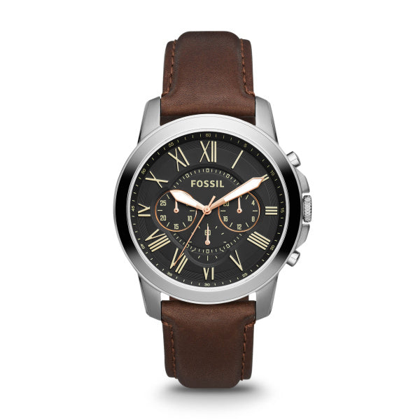 Fs4813 Fossil Grant Quartz Brown Leather Black Dial 44mm Watch FS4813 – Bannon ...