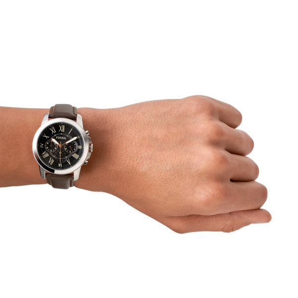 Fossil Grant Quartz Brown Leather Black Dial 44mm Watch FS4813