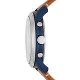 Fossil Grant Brown Leather Blue Dial 44mm Watch FS5151