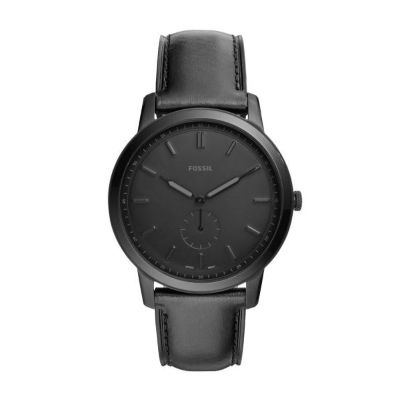 Fossil Mimimalist Quartz Black Dial Black Leather 44mm Watch FS5447
