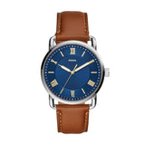 Fossil Copeland Quartz Brown Leather Blue Dial 42mm Watch FS5661