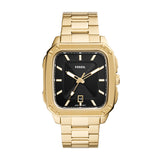 Fossil Inscription Gold Tone Black Dial 42mm Mens Watch FS5932
