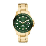 Fossil Blue Gold Tone Steel Green Dial 42mm Watch FS6030