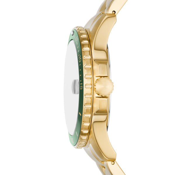 Fossil Blue Gold Tone Steel Green Dial 42mm Watch FS6030