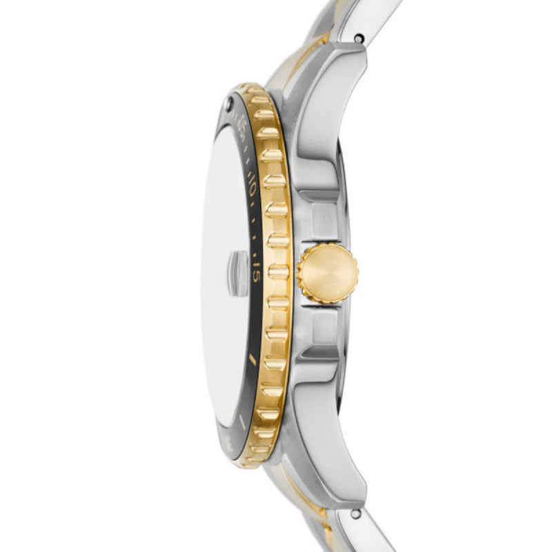 Fossil Blue Quartz Two Tone Steel Black Dial 42mm Watch FS6031