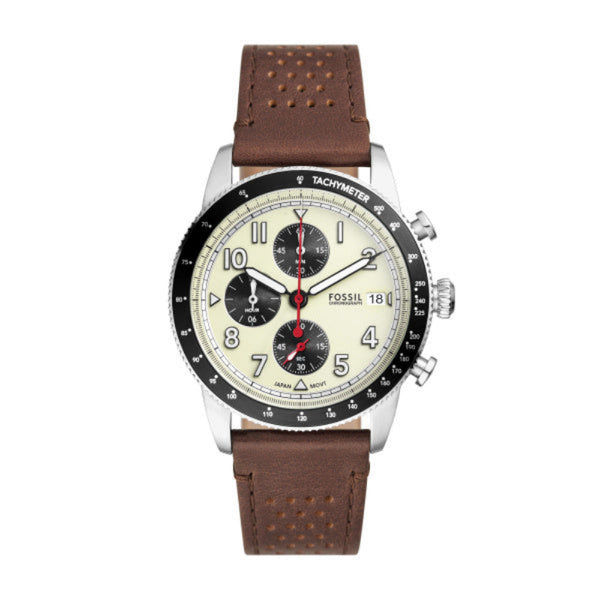 Fossil Sport Tourer Silver Steel Cream Dial 42mm Watch FS6042