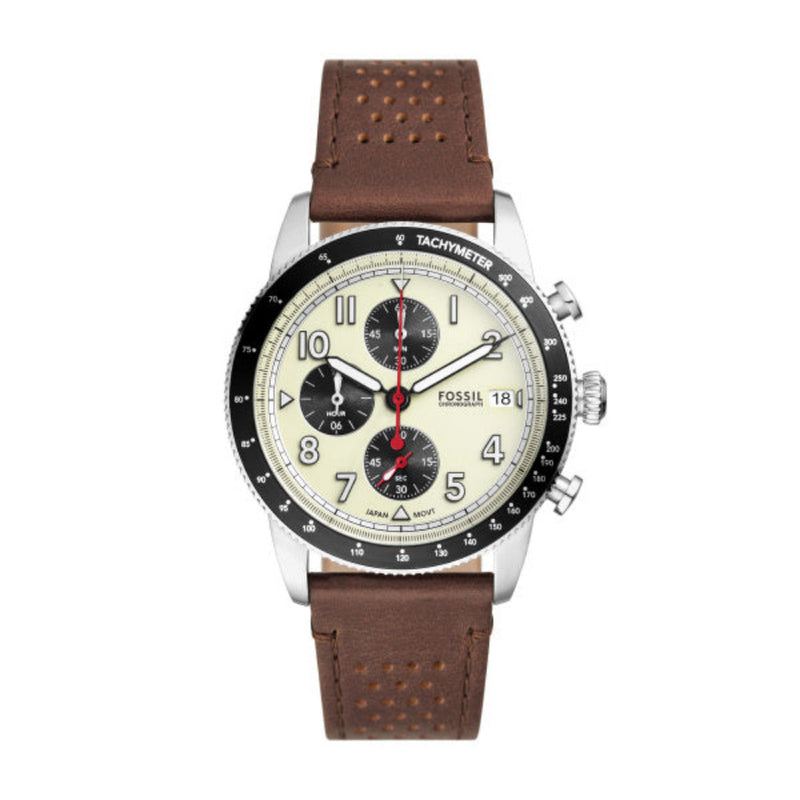 Fossil Sport Tourer Silver Steel Cream Dial 42mm Watch FS6042