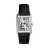 Fossil Carraway Quartz Silver Steel Black Leather 30mm Watch FS6095