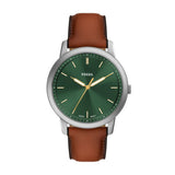 Fossil Mimimalist Quartz Green Dial Brown Leather 44mm Watch FS6094