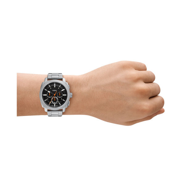 Fossil Machine Silver Steel Black Dial 44mm Watch FS6095