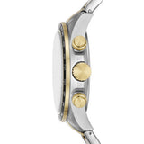 Fossil Autocross Quartz Two Tone Steel Gold Dial 42mm Watch FS6126