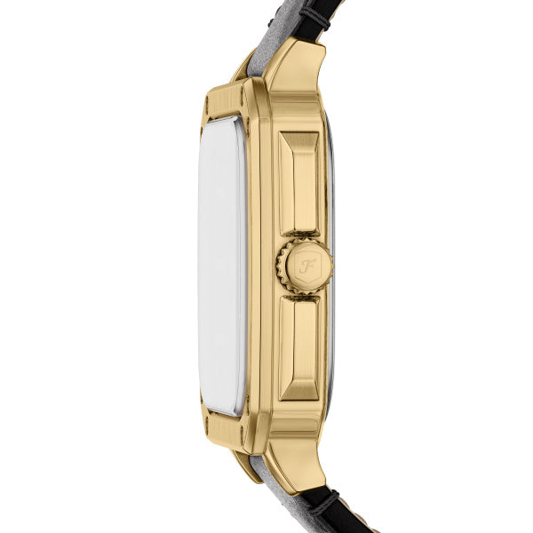 Fossil Corsby Quartz Gold Steel Black Dial 42mm Rectangular Watch FS6151