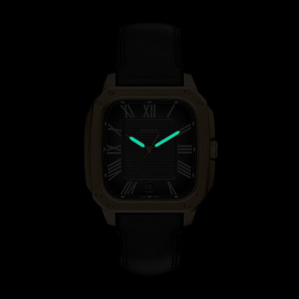 Fossil Corsby Quartz Gold Steel Black Dial 42mm Rectangular Watch FS6151