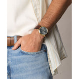 Fossil Neutra Quartz Blue Dial Brown Leather Strap 44mm Watch FS6162