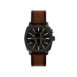 Fossil Machine Big Tic Quartz Black Dial Leather Strap 41mm Watch FS6165