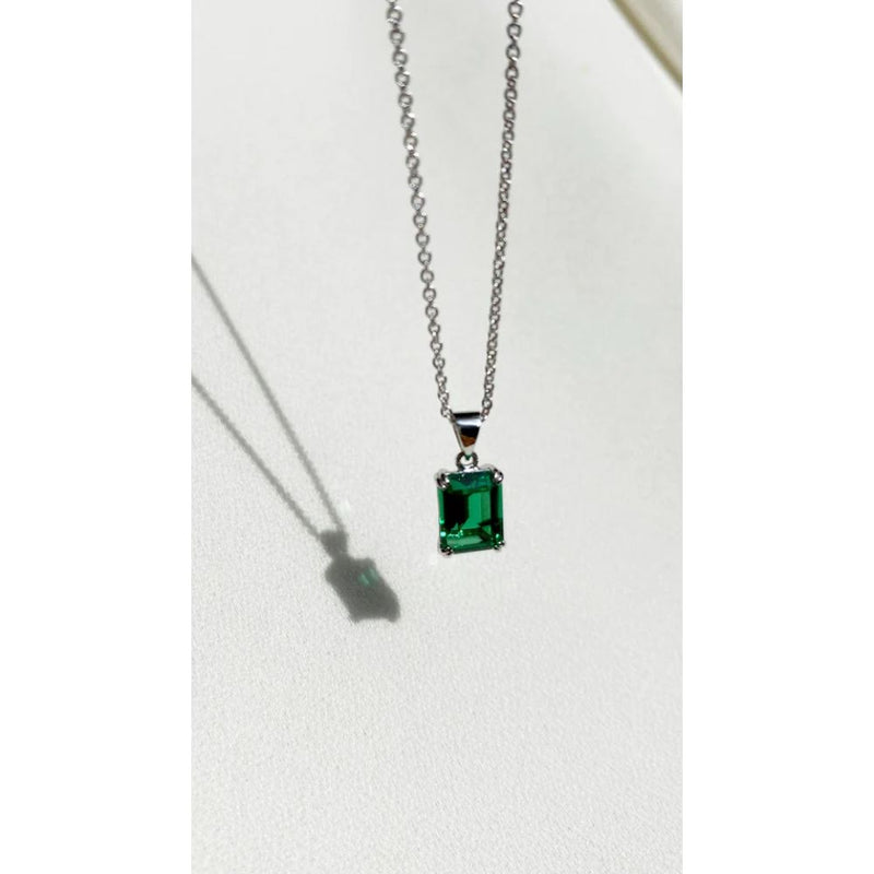 Carat London 9ct White Gold Fulton Emerald Necklace