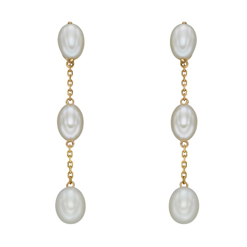 9ct Gold Cultured Pearl Tier Drop Earrings