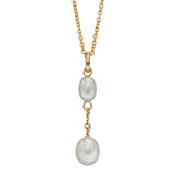 9ct Gold Freshwater Pearls Tier Drop Pendant Necklace