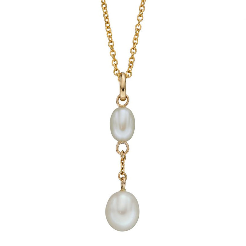 9ct Gold Freshwater Pearls Tier Drop Pendant Necklace