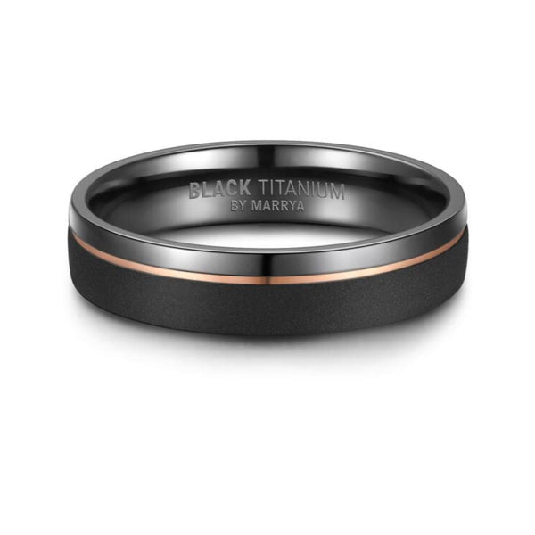 Black Titanium & Rose Gold 5mm Mens Ring