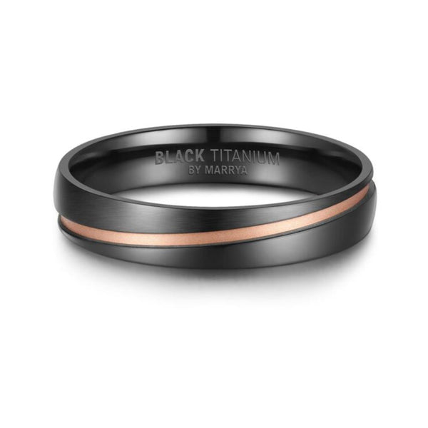 Black Titanium & Rose Gold 4.5mm Mens Ring