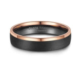 Black Titanium & Rose Gold PVD Edge 5mm Mens Ring