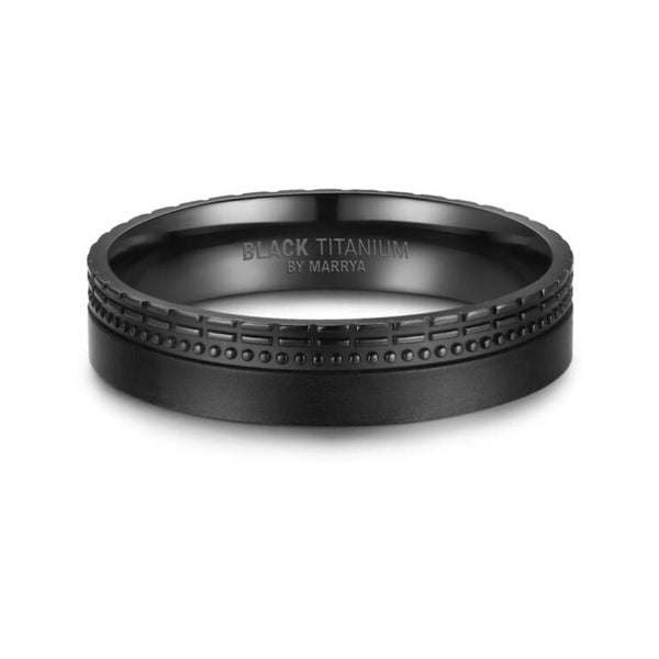 Black Titanium Matted Finish 5mm Mens Ring