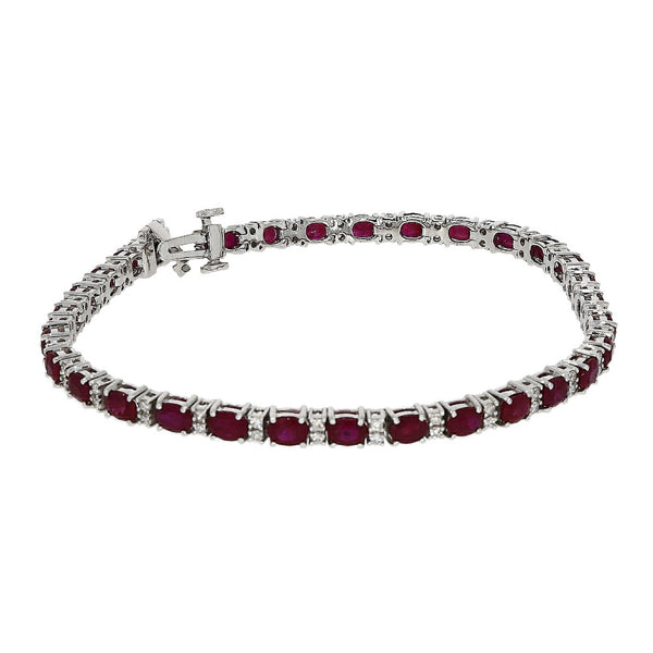 18ct White Gold Diamond & Ruby Tennis Bracelet