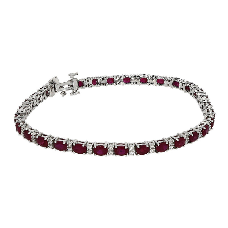 18ct White Gold Diamond & Ruby Tennis Bracelet