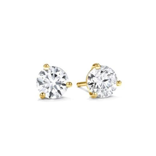 Hearts on Fire 18ct Gold Diamond 3 Prong Stud Earrings