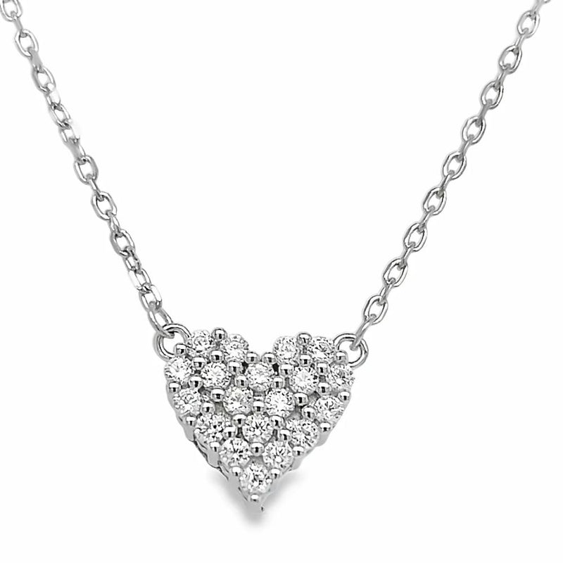 9ct White Gold Diamond Heart Necklace