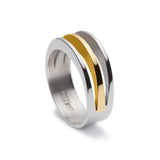 Maureen Lynch Circle of Dreams 3 Bar Sterling Silver & 9ct Gold Ring