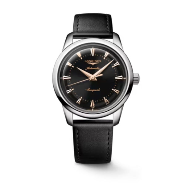 Longines Conquest Heritage Automatic Black Leather Black Dial 40mm Watch L16504522