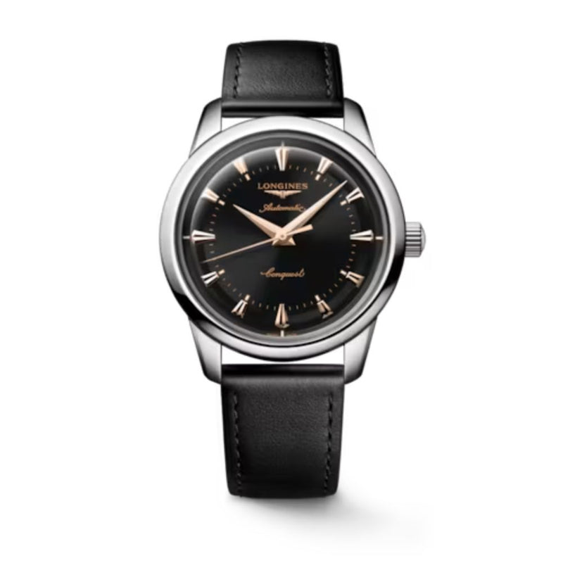 Longines Conquest Heritage Automatic Black Leather Black Dial 40mm Watch L16504522
