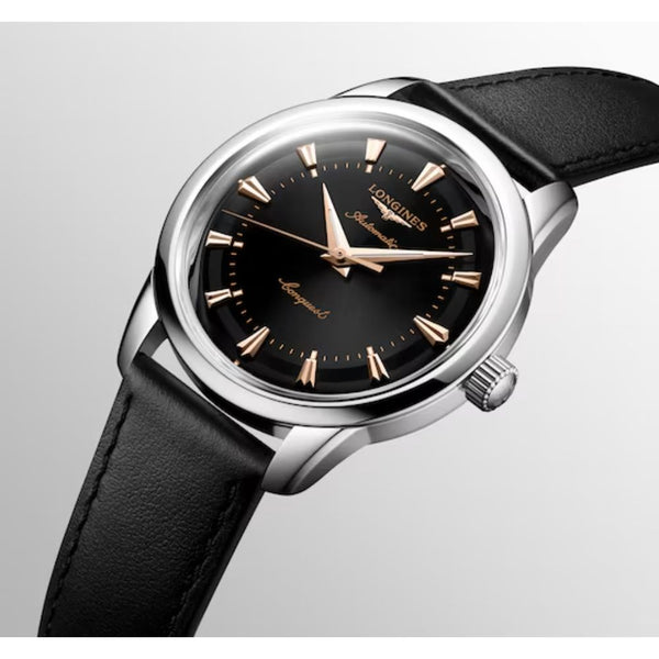 Longines Conquest Heritage Automatic Black Leather Black Dial 40mm Watch L16504522