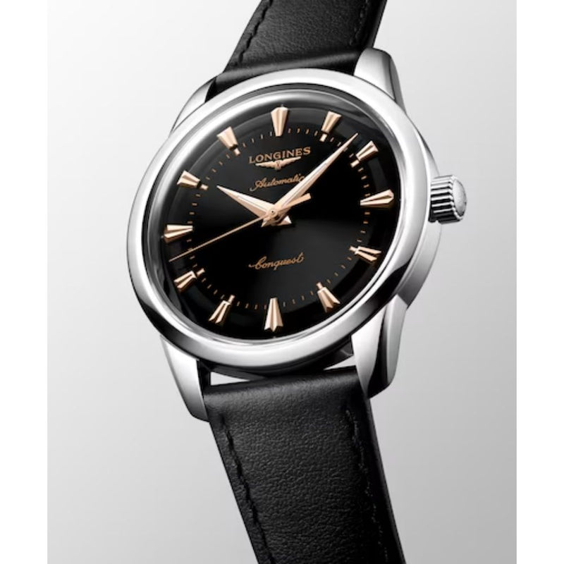 Longines Conquest Heritage Automatic Black Leather Black Dial 40mm Watch L16504522