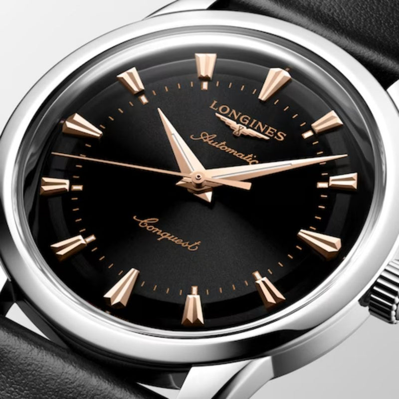 Longines Conquest Heritage Automatic Black Leather Black Dial 40mm Watch L16504522