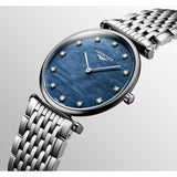 Longines La Grande Classique Quartz Silver Steel Blue Mother of Pearl Dial 29mm Diamond Watch L45124816