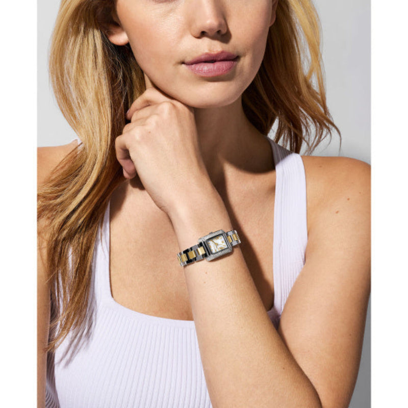 Michael Kors Petite Emery Two Tone Steel Mother of Pearl Dial 22mm Watch MK4882