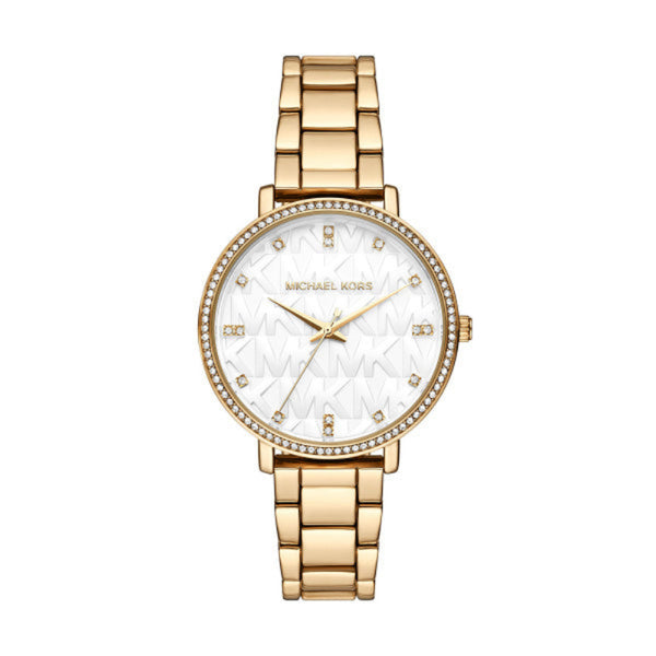 Michael Kors Pyper Quartz Gold Tone Steel White Dial 38mm Watch MK919