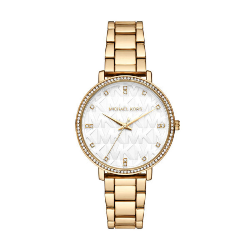 Michael Kors Pyper Quartz Gold Tone Steel White Dial 38mm Watch MK919