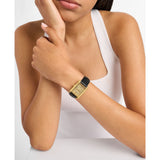 Michael Kors Essex Quartz Gold Tone Steel Black Leather Strap 26mm Watch MK4965